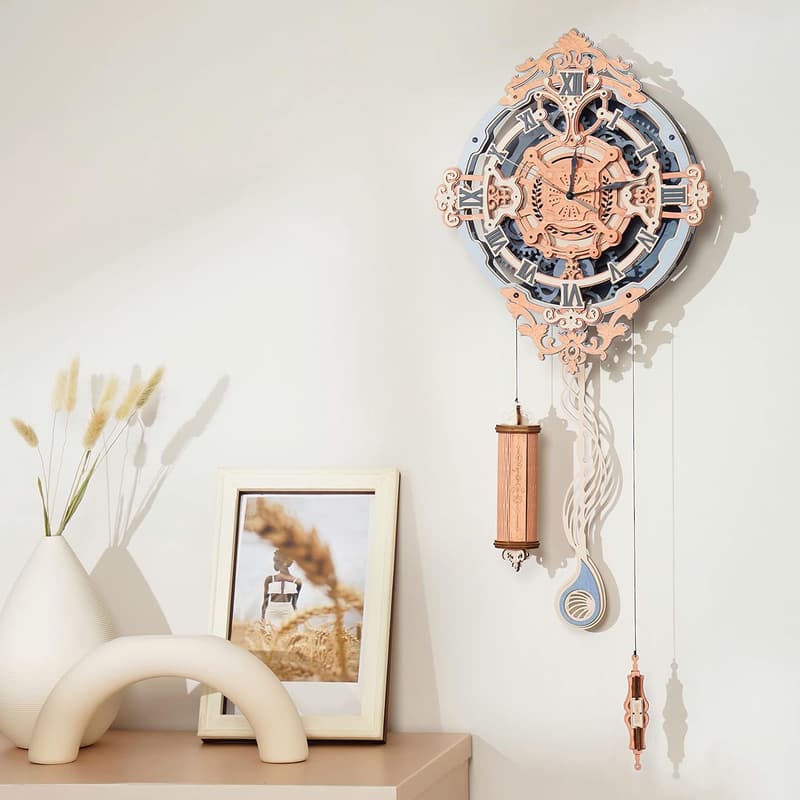 Vintage Wooden Pendulum Clock 3D Puzzle Kit for Adults