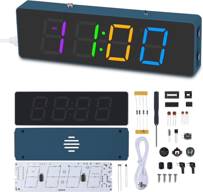 DIY 4-Digit RGB Alarm Clock Kit for Soldering Practice
