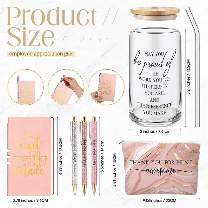 Employee Appreciation Gift Set for Women - 6 Pcs, Pink