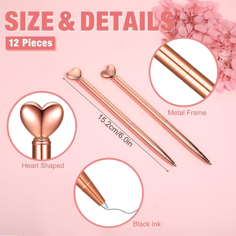 Valentine's Day Heart-Shaped Retractable Pens for Women