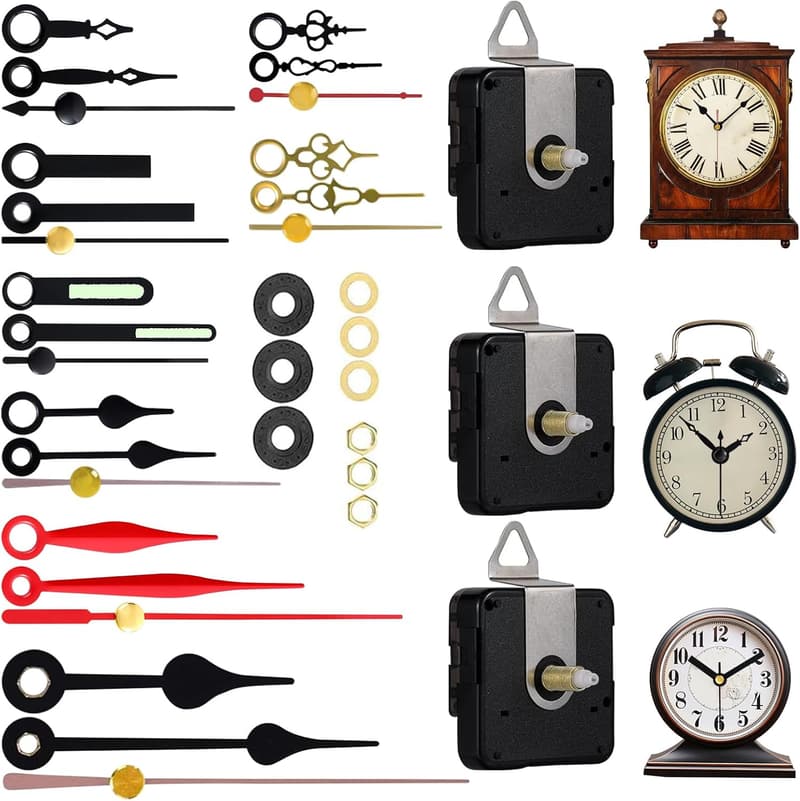 DIY Clock Repair Kit - 3-Piece Silent Quartz Mechanism with Hands