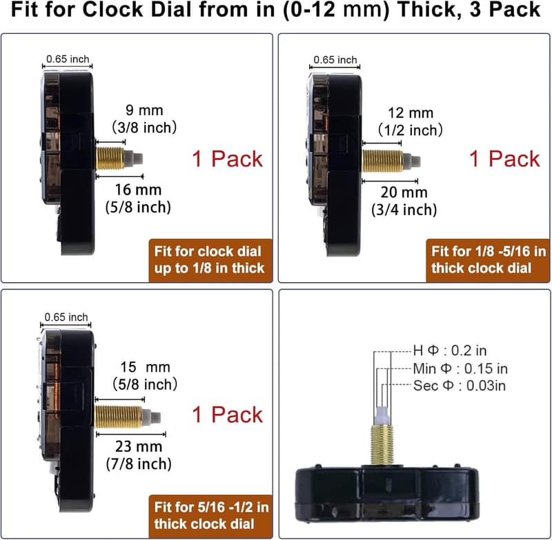 DIY Clock Repair Kit - 3-Piece Silent Quartz Mechanism with Hands