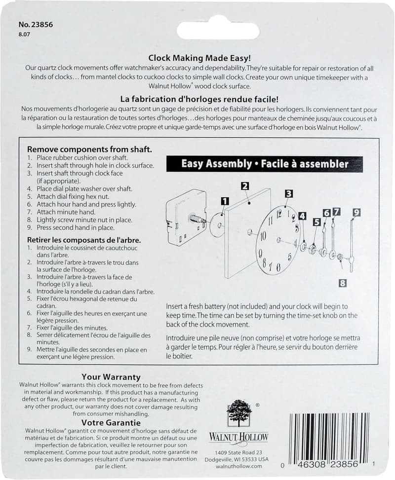 Gold 3-Piece Clock Kit for 1/4-Inch Surfaces