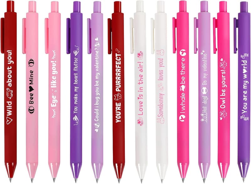 Valentine's Day Funny Pens Set - 12 Pcs Party Favors