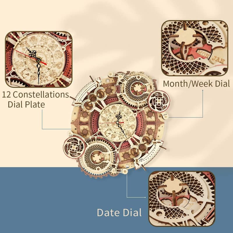 DIY 3D Wooden Puzzle Clock Model Kit for Teens & Adults