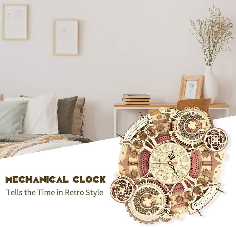 DIY 3D Wooden Puzzle Clock Model Kit for Teens & Adults
