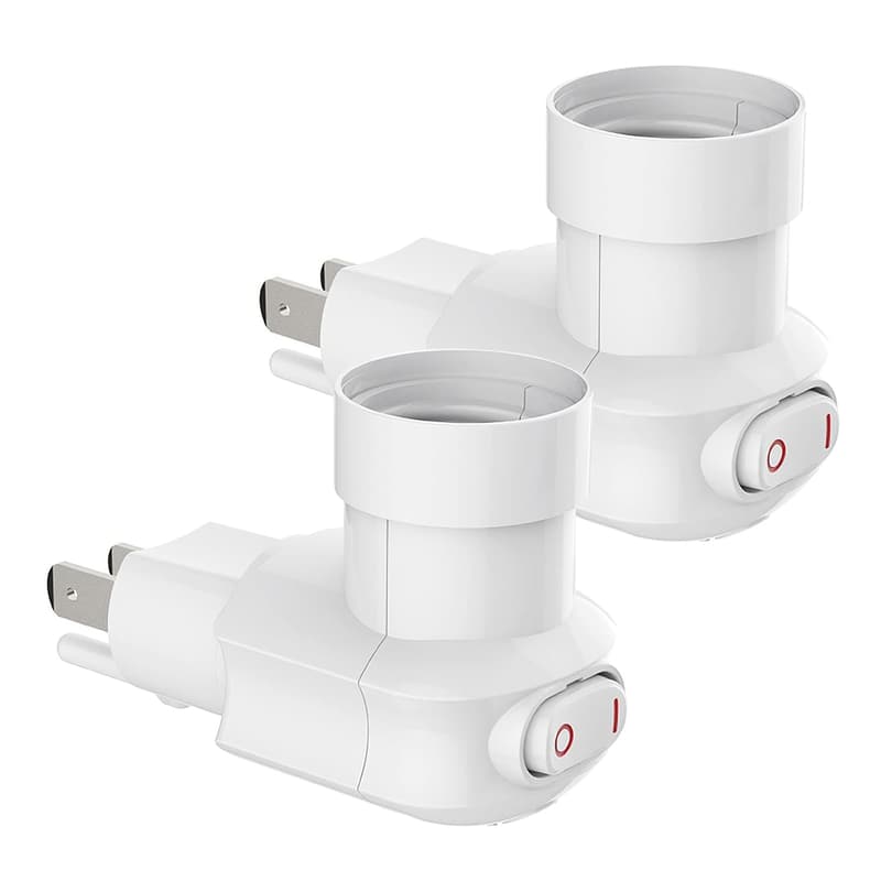 360° Rotatable Light Socket Adapter with On/Off Switch (2-Pack)