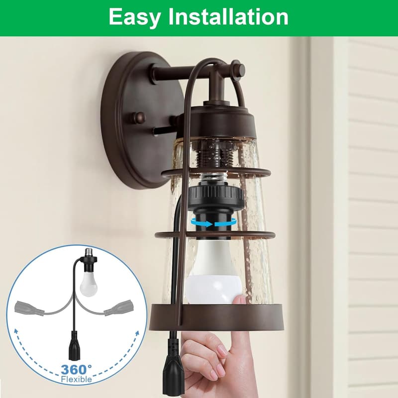 3-in-1 E26/E27 Light Socket Adapter with Extension Cord