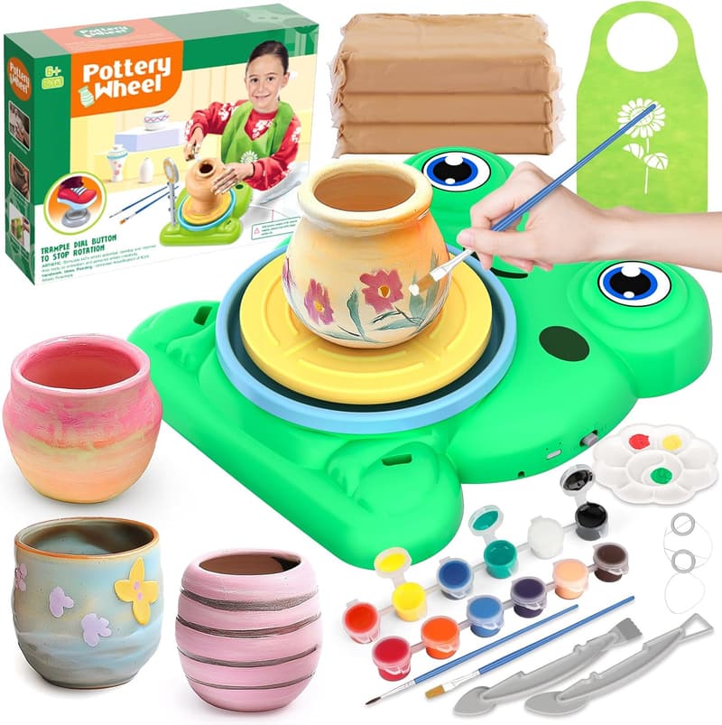 Kids’ Pottery Wheel Art Kit with Air Dry Clay – Ages 8-12