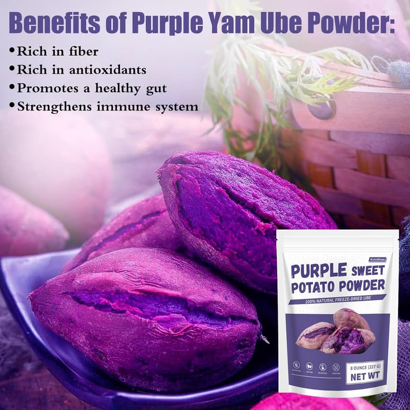 Natural Purple Sweet Potato Powder - 8 Oz Superfood for Baking
