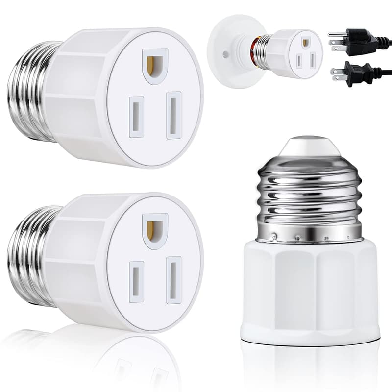 E26/E27 Light Socket to Plug Adapter - 2-Prong Splitter (2 Pcs)