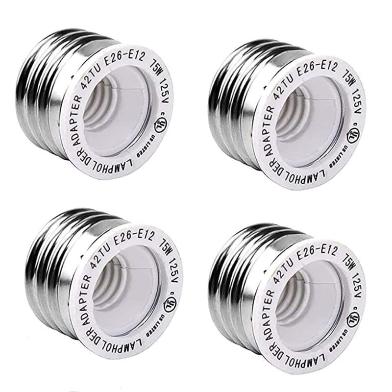 E26 to E12 Light Socket Adapter Set - 4-Pack for Compatibility