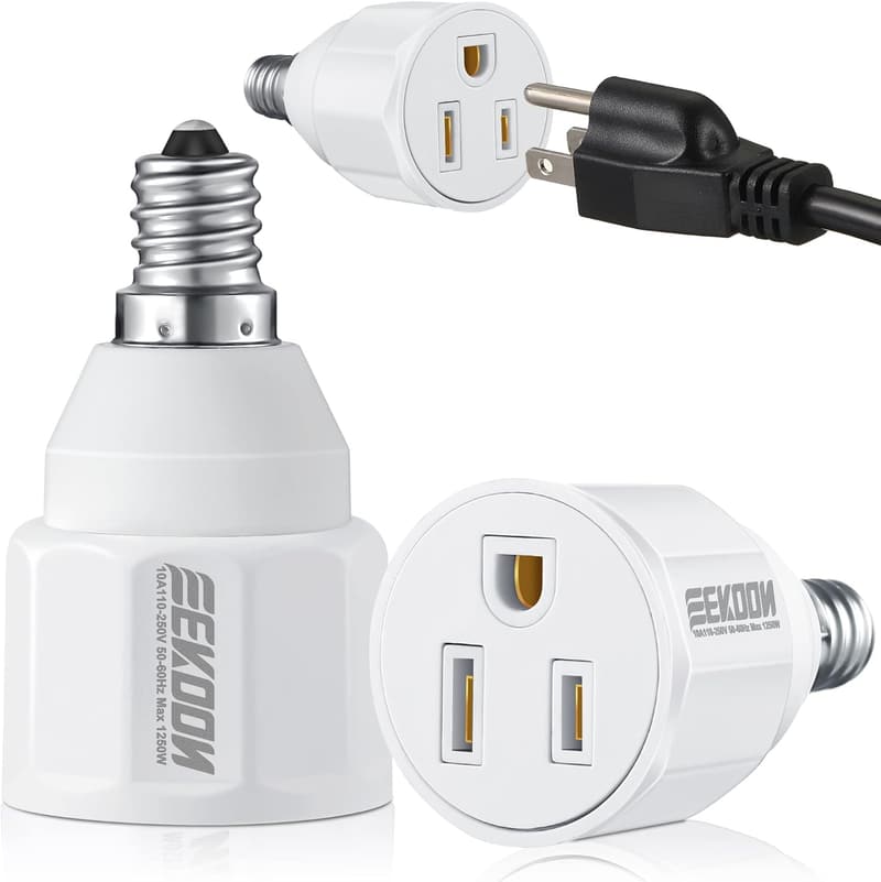 Light Socket to Plug Adapter Converter for Outdoor Use