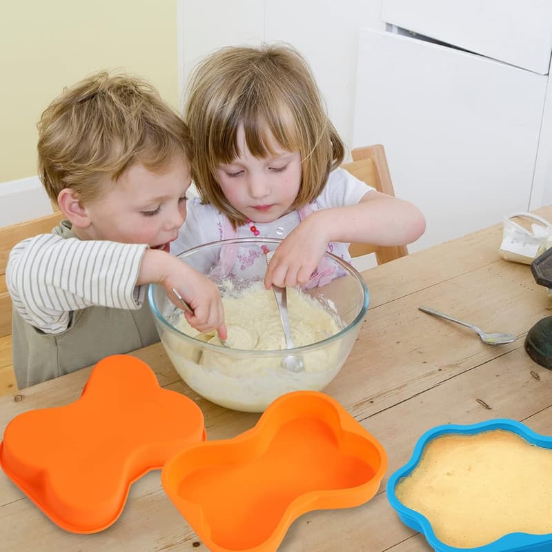 Bone-Shaped Silicone Dog Birthday Cake Pans - 8 Inch (2 Pcs)