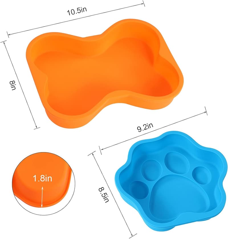 Bone-Shaped Silicone Dog Birthday Cake Pans - 8 Inch (2 Pcs)