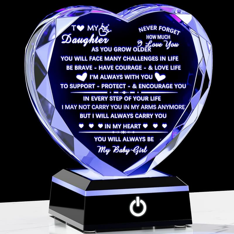 Daughter's Birthday Heart Crystal Keepsake from Parents