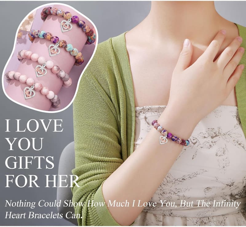 Natural Colorful Imperial Jasper Heart Bracelet for Women