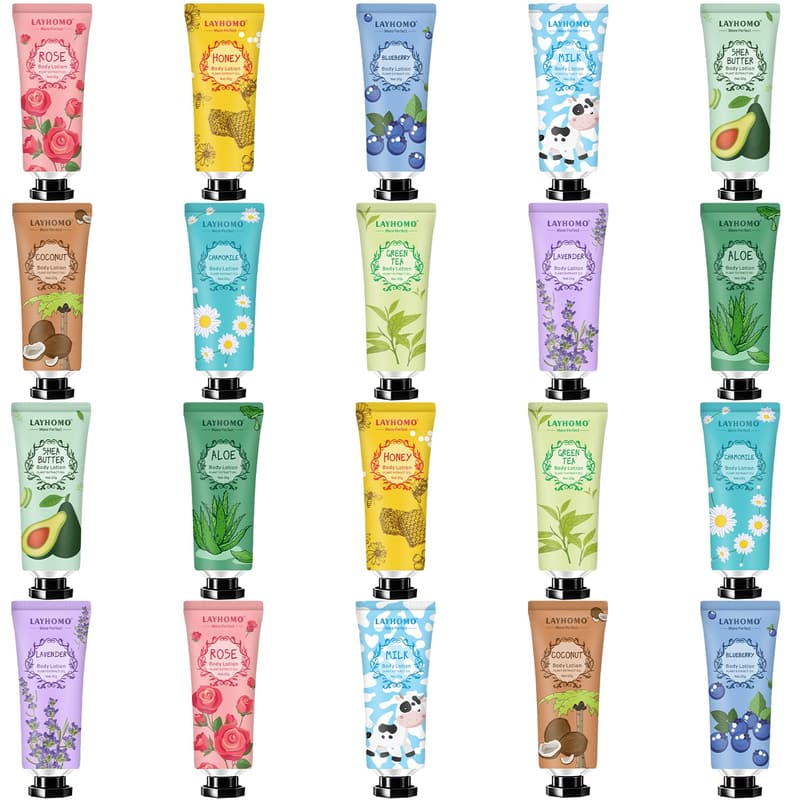 Travel Size Body Lotion Gift Set – 20 Pack for Women & Men