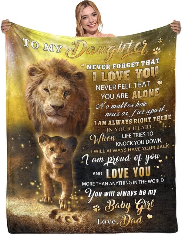 Daughter's Birthday Gift: Soft Flannel Lion Throw Blanket 50