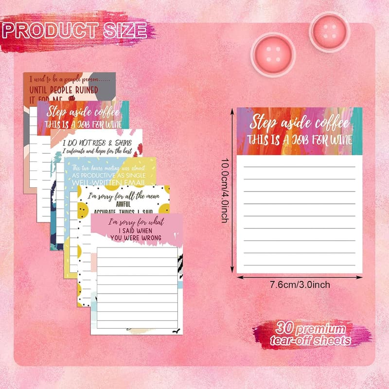 Funny Sticky Notepads for Office – Assorted Sayings (12 Designs)