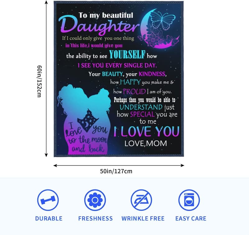Daughter Blanket from Mom - Christmas & Birthday Gift (50