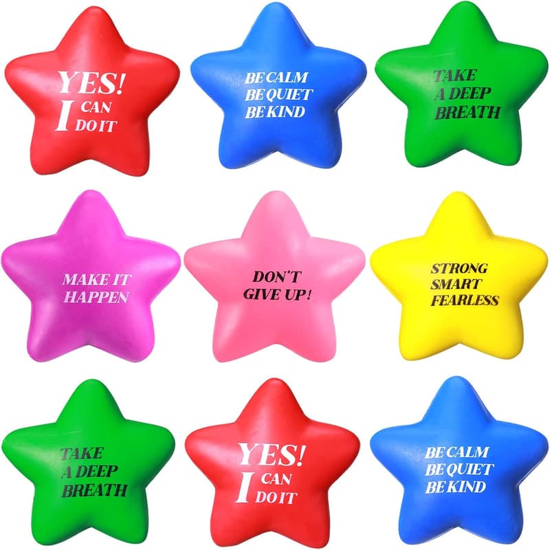 Motivational Star Stress Balls - 30 Pack for Kids & Adults