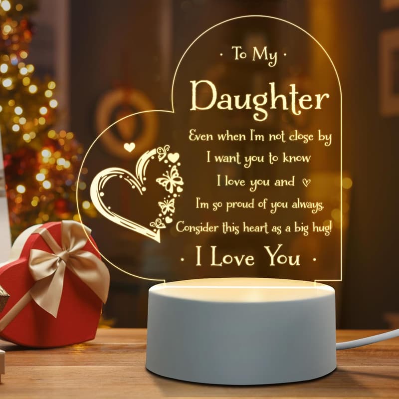 Engraved Night Light for Daughter - Unique Mother's Day Gift