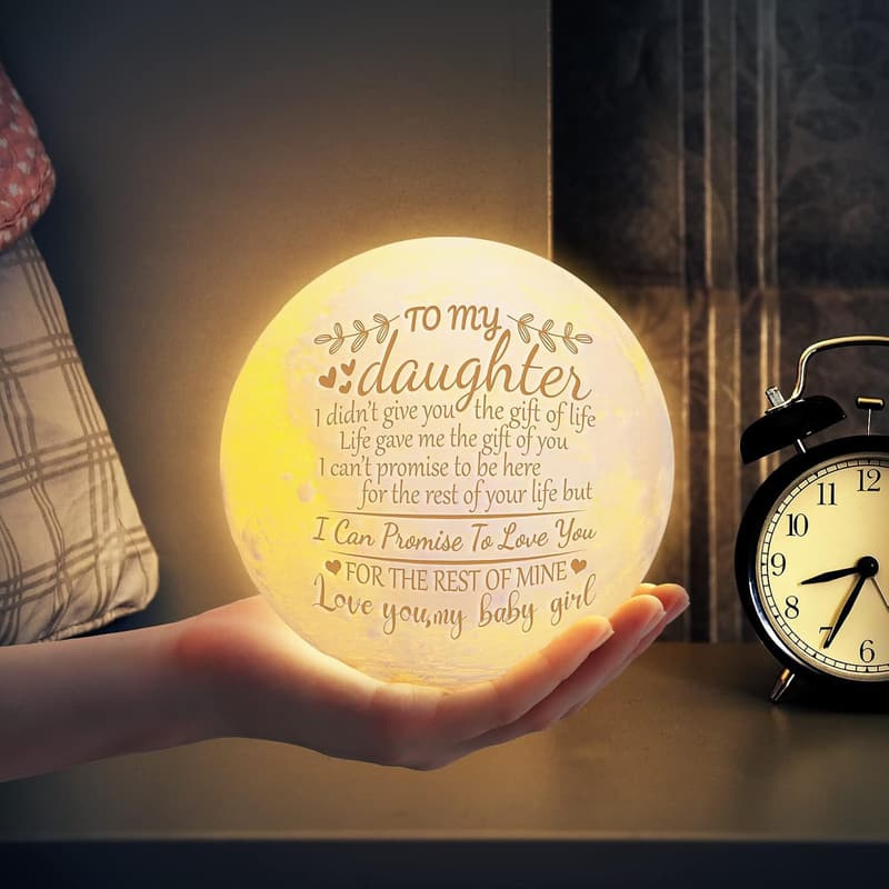 Daughter Birthday Gift - 3D Printed Moon Lamp with Stand