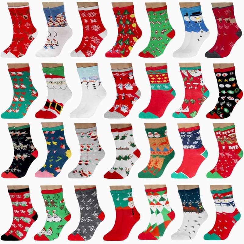 Christmas Holiday Socks for Women - 28 Pairs Bulk Gift Set