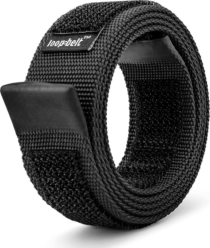 No-Scratch Black Web Belt with Rubber Tips and Hook & Loop Fasteners