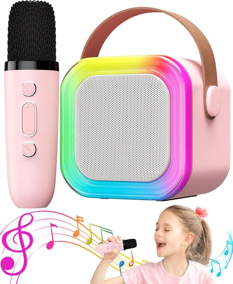 Kids Karaoke Machine with Microphone - Pink Birthday Gift