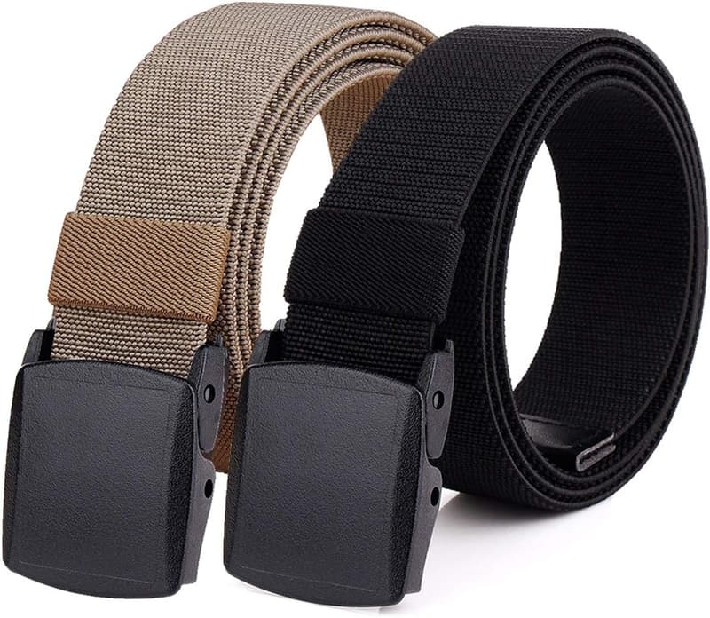 Men's Nylon Tactical Hiking Belt - 2-Pack Elastic Stretch Design
