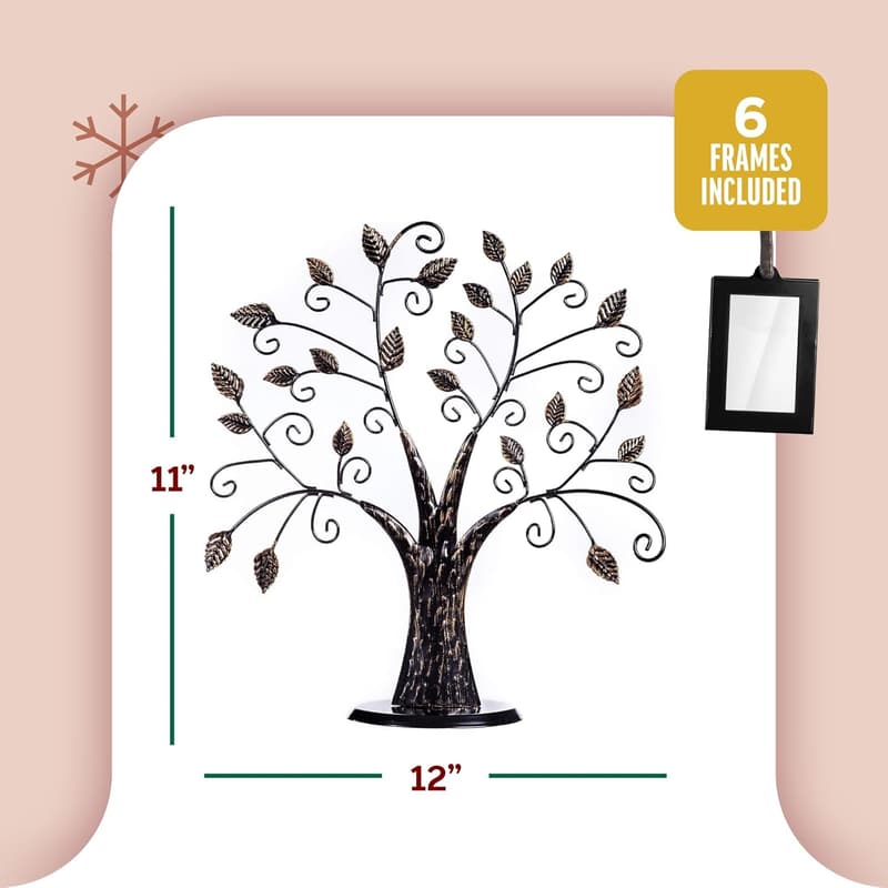 Metal Family Tree Picture Frame Stand with 6 Hanging Frames
