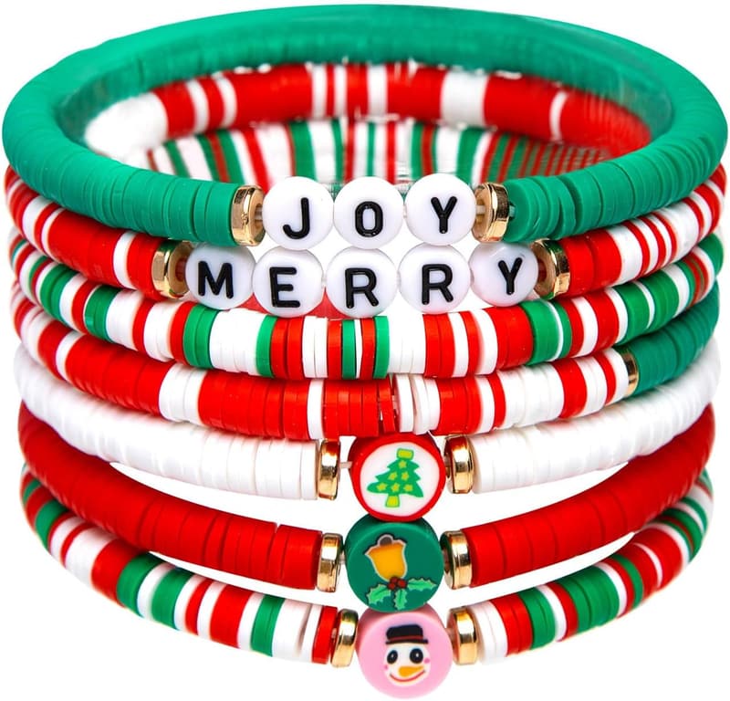 Christmas Bracelets Set for Women & Teens - Joyful Candy Stacks