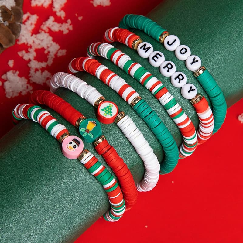 Christmas Bracelets Set for Women & Teens - Joyful Candy Stacks