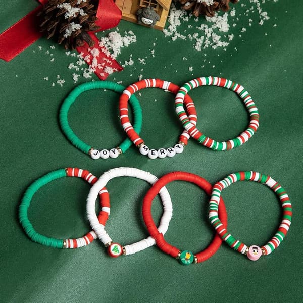 Christmas Bracelets Set for Women & Teens - Joyful Candy Stacks