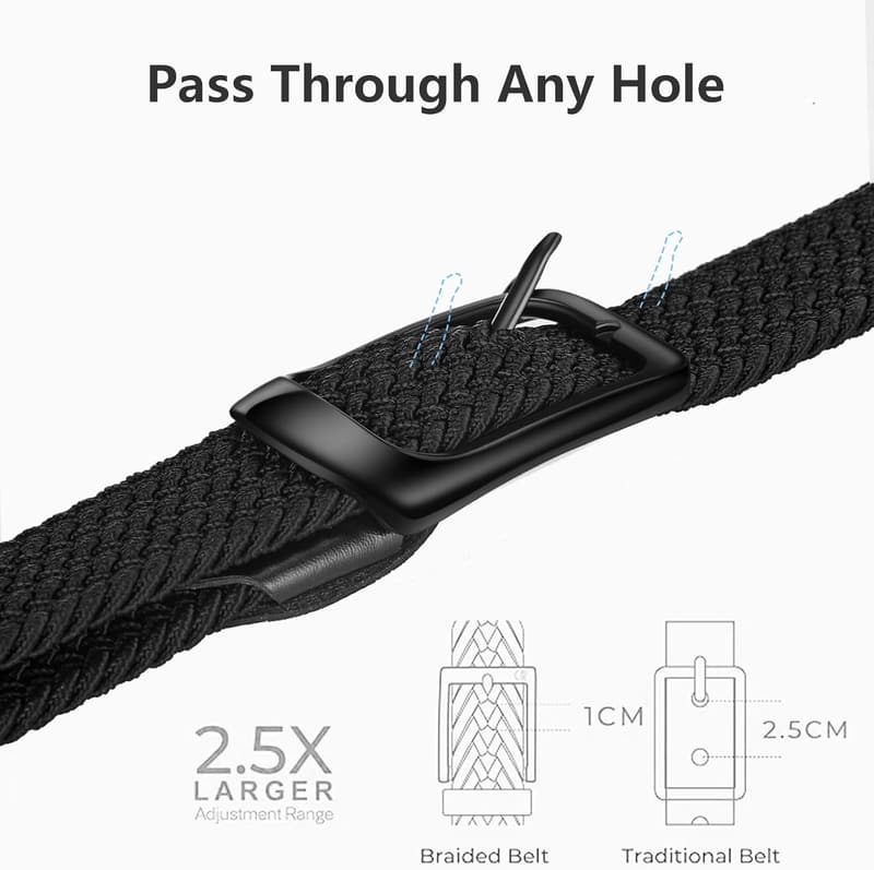 Big & Tall Stretchable Elastic Belt for Men - Black