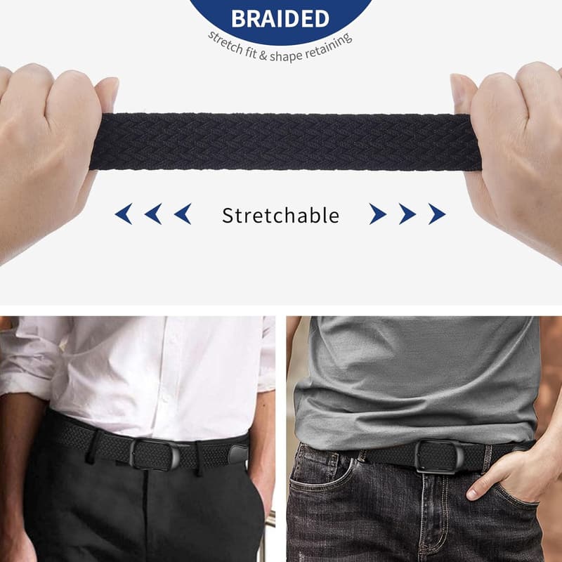 Big & Tall Stretchable Elastic Belt for Men - Black