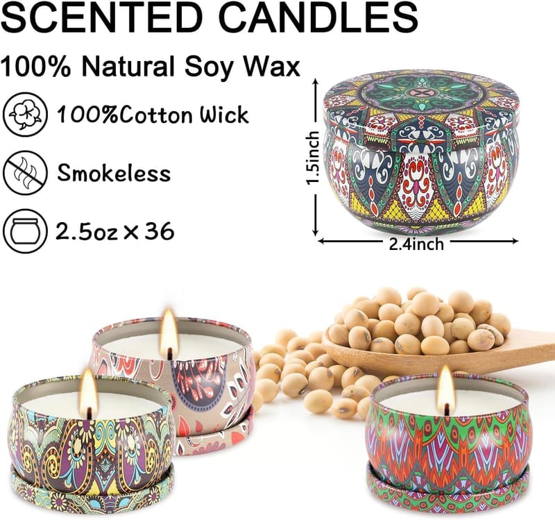 Valentine's Day Soy Wax Aromatherapy Candles Gift Set of 36