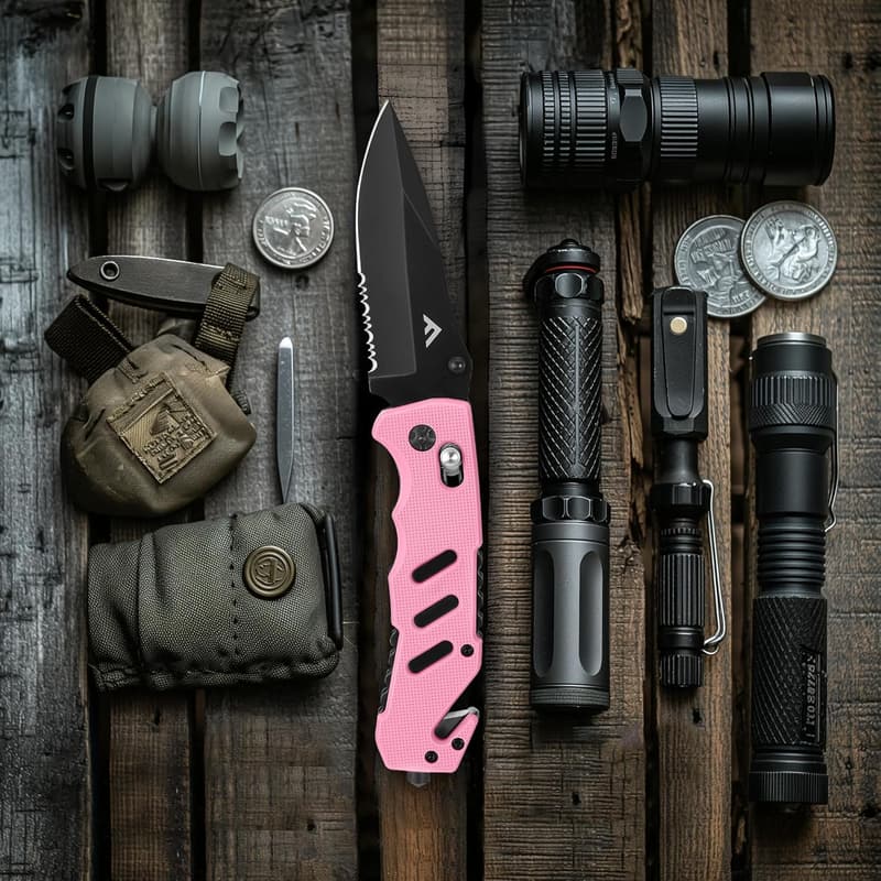 Emergency Folding Pocket Knife with Clip & Glass Breaker - Gift for Dad