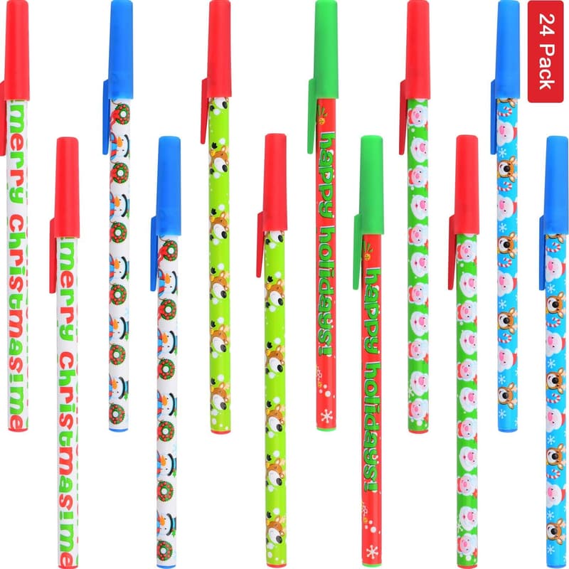 Christmas Ballpoint Pens Set - 24 Piece Holiday Writing Gift