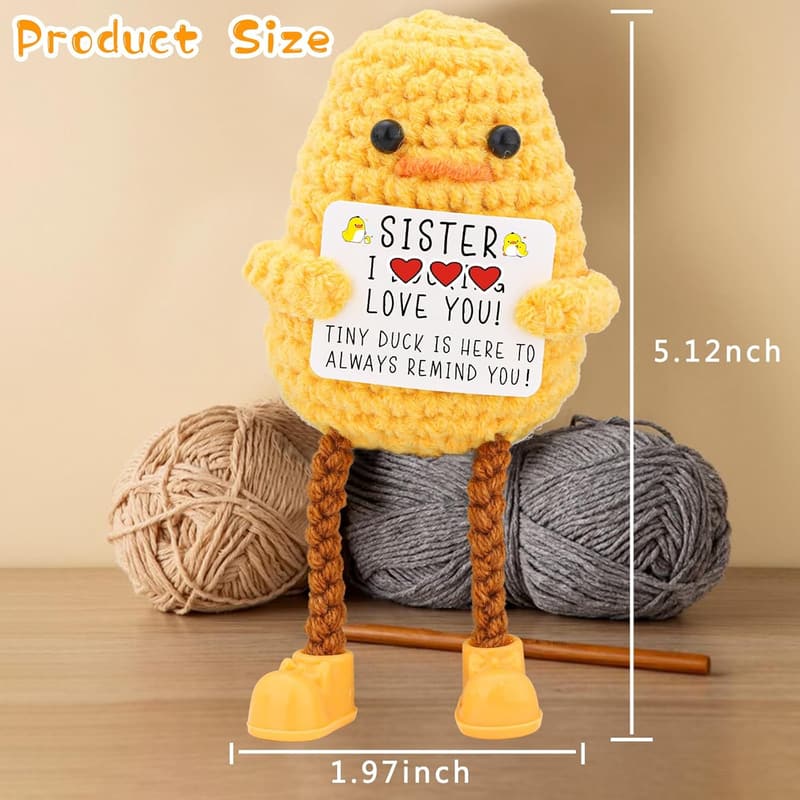 Handmade Knitted Duck Gift for Sister's Birthday