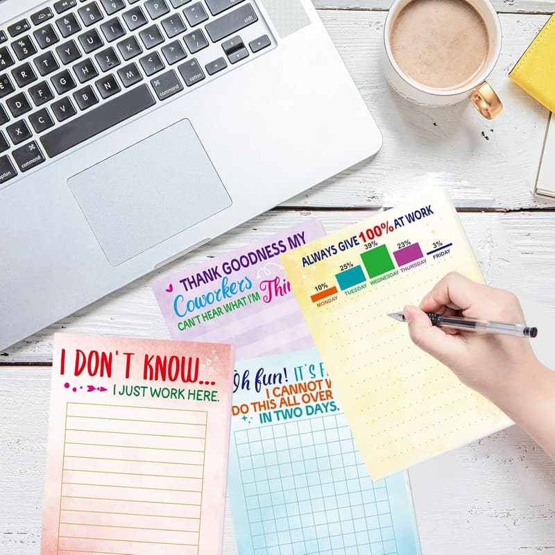 Christmas Novelty Notepads with Sayings - 6 Pack for Coworkers