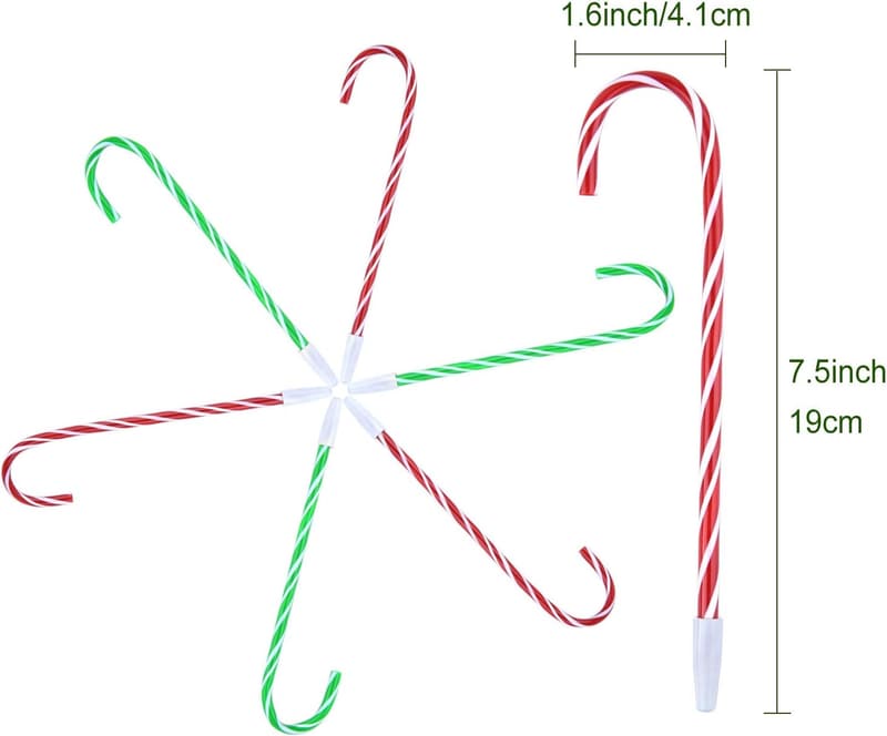 Christmas Candy Cane Pens - 48 Pack, Red & White, Green & White