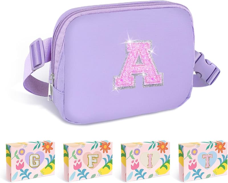 Personalized Purple Initial Fanny Pack for Girls 6-14