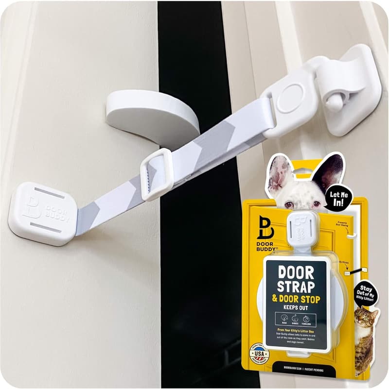 Adjustable Cat Door Latch & Stopper - Dog-Proof Strap