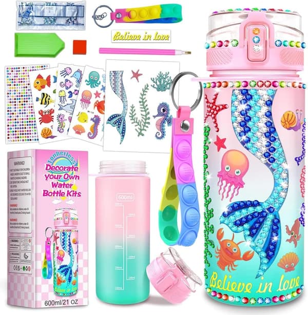Mermaid Water Bottle Decor Kit for Girls Ages 4-10