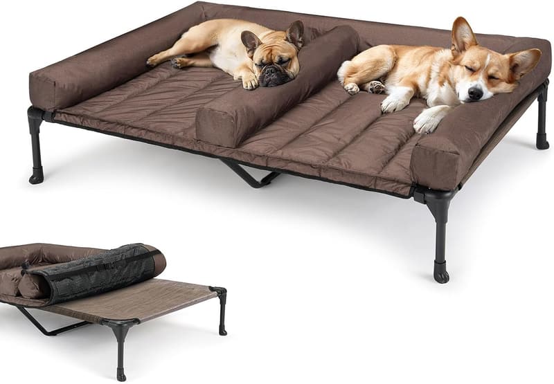 Elevated Dog Bed with Waterproof Cushion for Medium Dogs