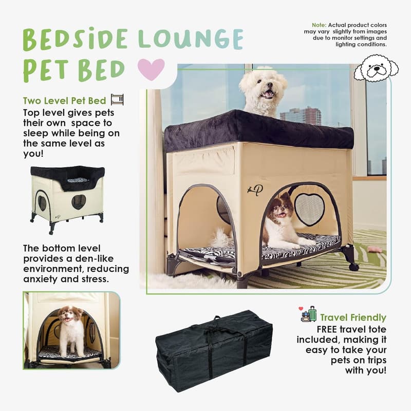 Zebra-Patterned Raised Bunk Bed for Medium Pets