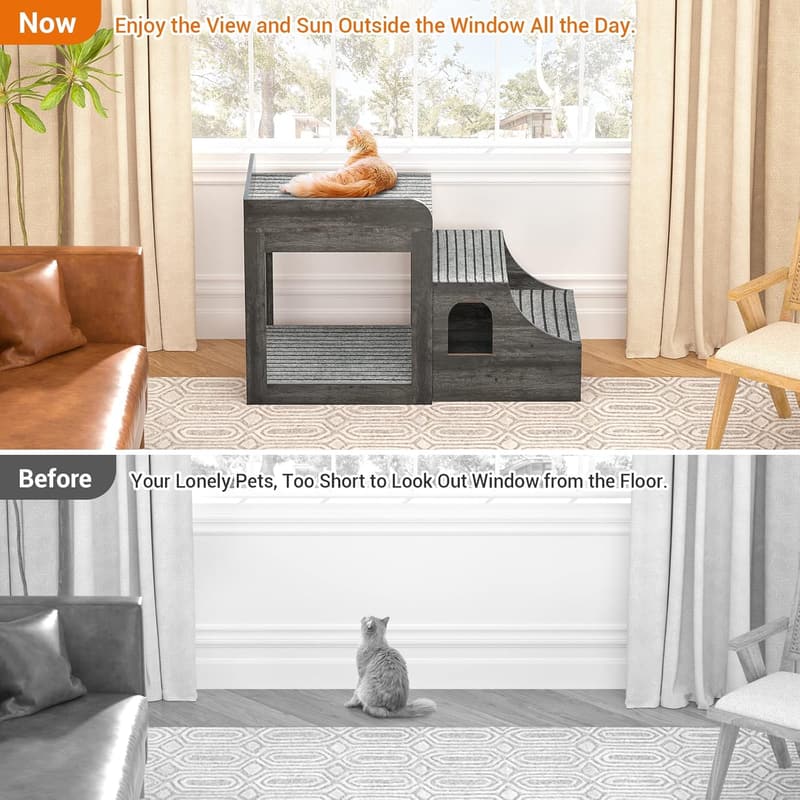 Large Multi-Level Pet Bunk Bed with Mats for Indoor Use - Grey